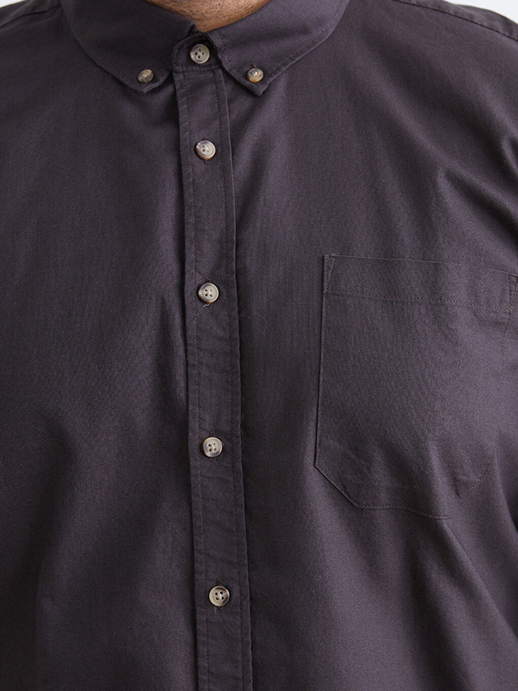 Kahverengi Büyük Beden Regular Fit Uzun Kollu Erkek Gömlek-2