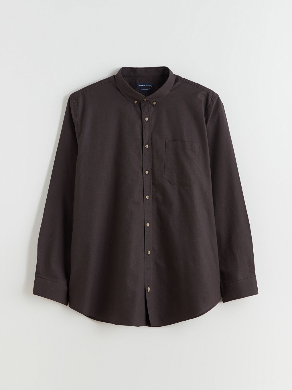 Kahverengi Büyük Beden Regular Fit Uzun Kollu Erkek Gömlek-4