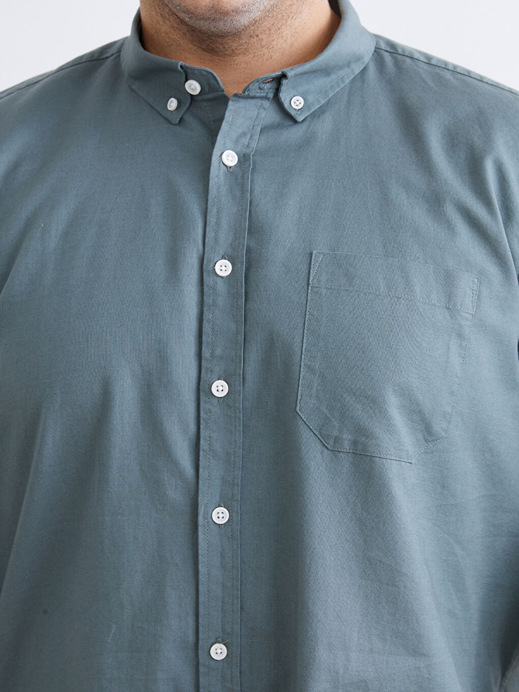 Yeşil Büyük Beden Regular Fit Uzun Kollu Erkek Gömlek-2