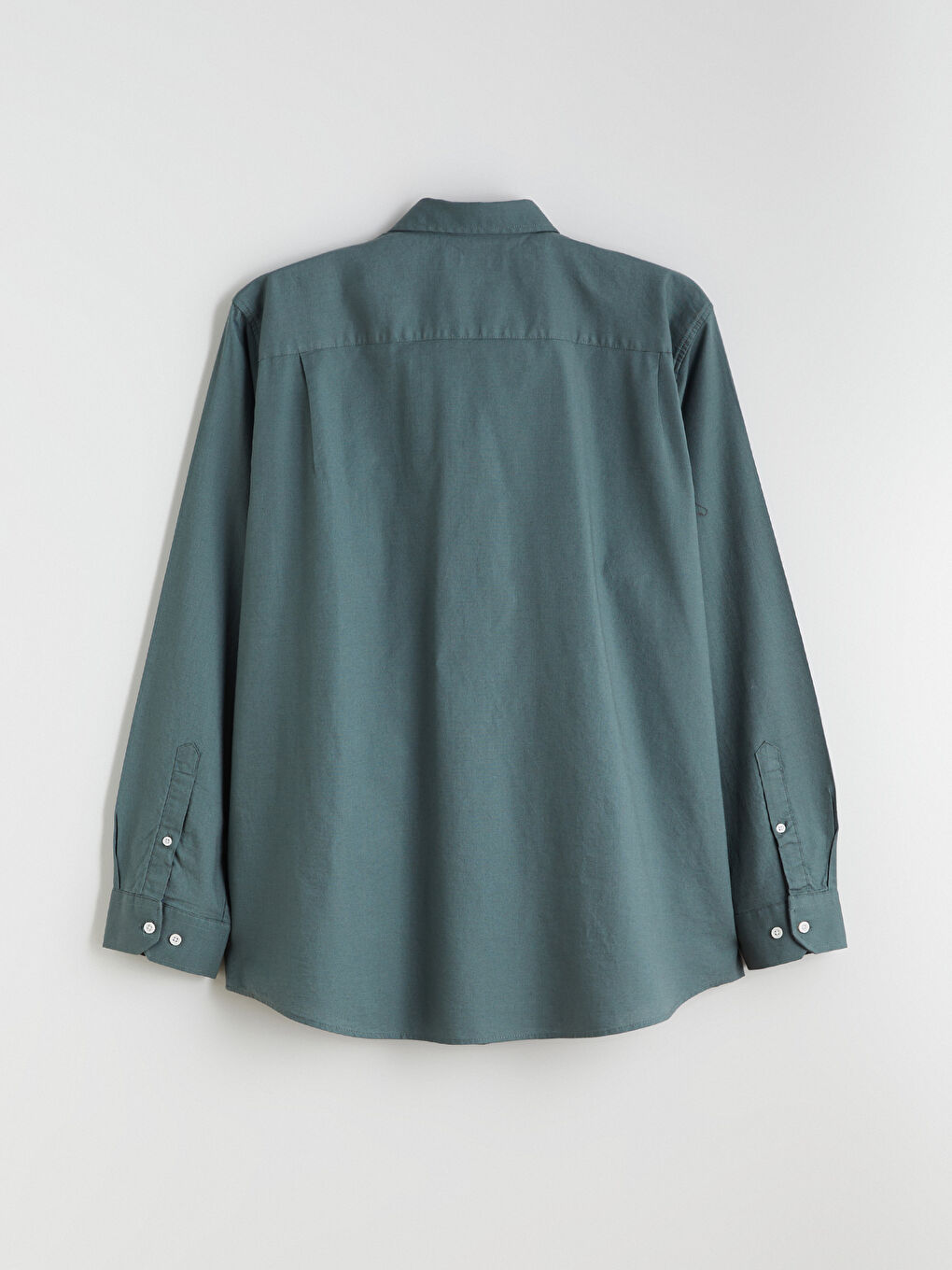 Yeşil Büyük Beden Regular Fit Uzun Kollu Erkek Gömlek-5