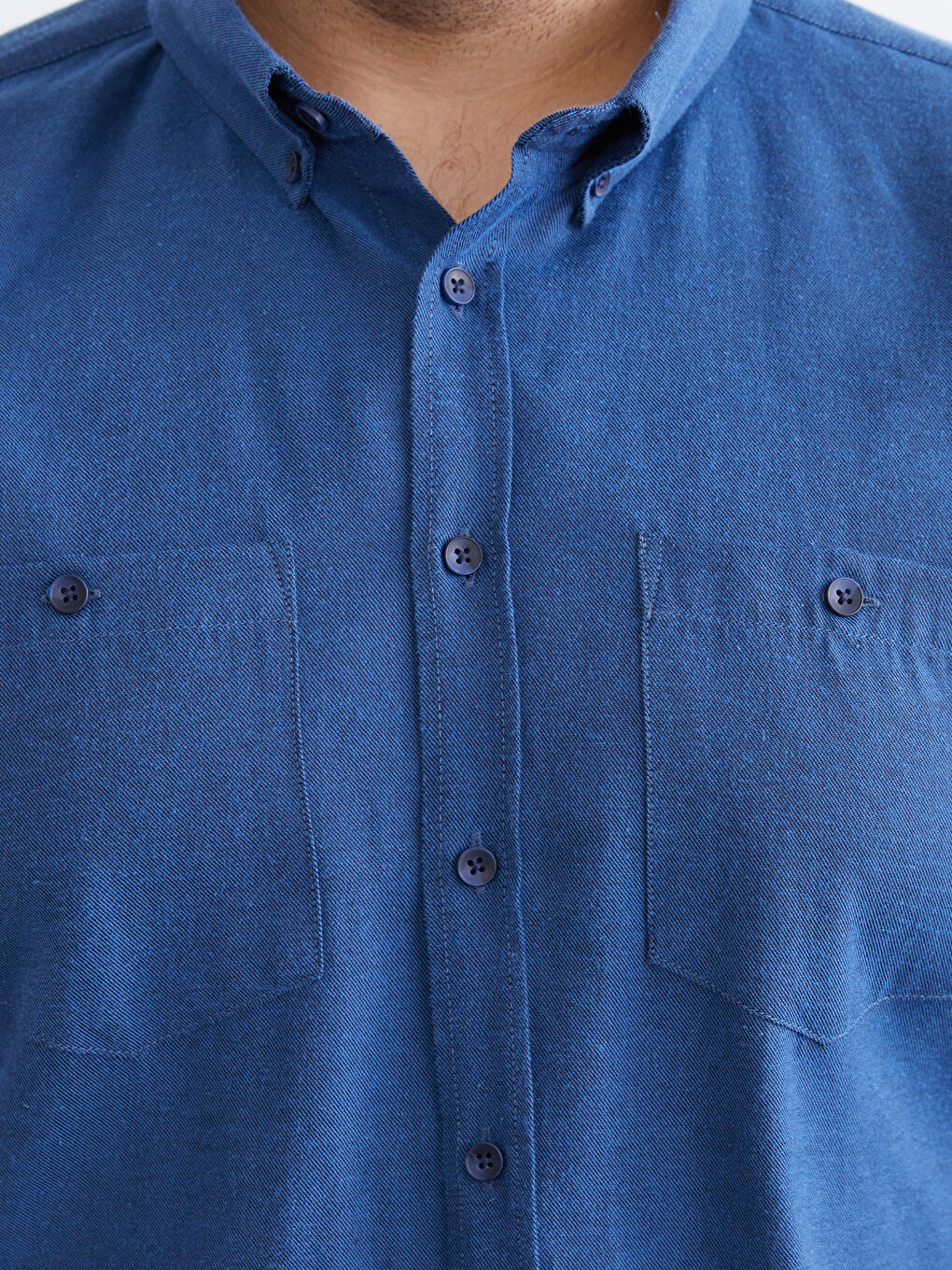 İndigo Büyük Beden Regular Fit Uzun Kollu Gabardin Erkek Gömlek-2