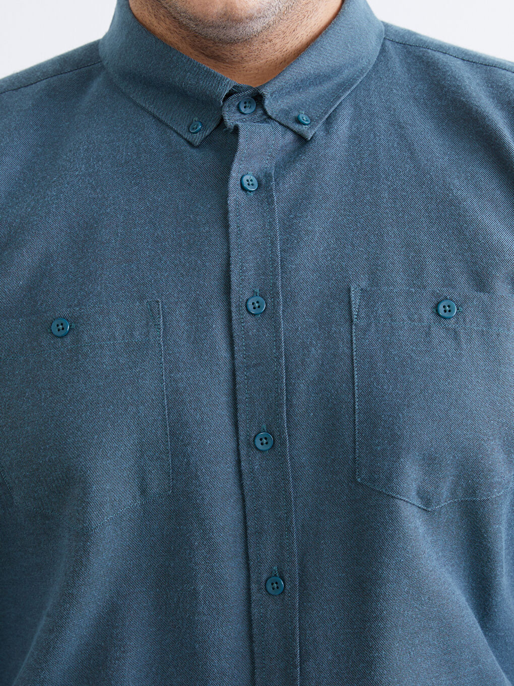 Yeşil Büyük Beden Regular Fit Uzun Kollu Gabardin Erkek Gömlek-2