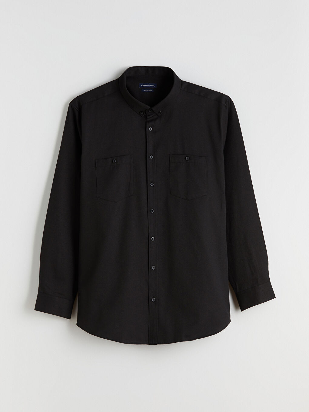 Siyah Büyük Beden Regular Fit Uzun Kollu Gabardin Erkek Gömlek-4