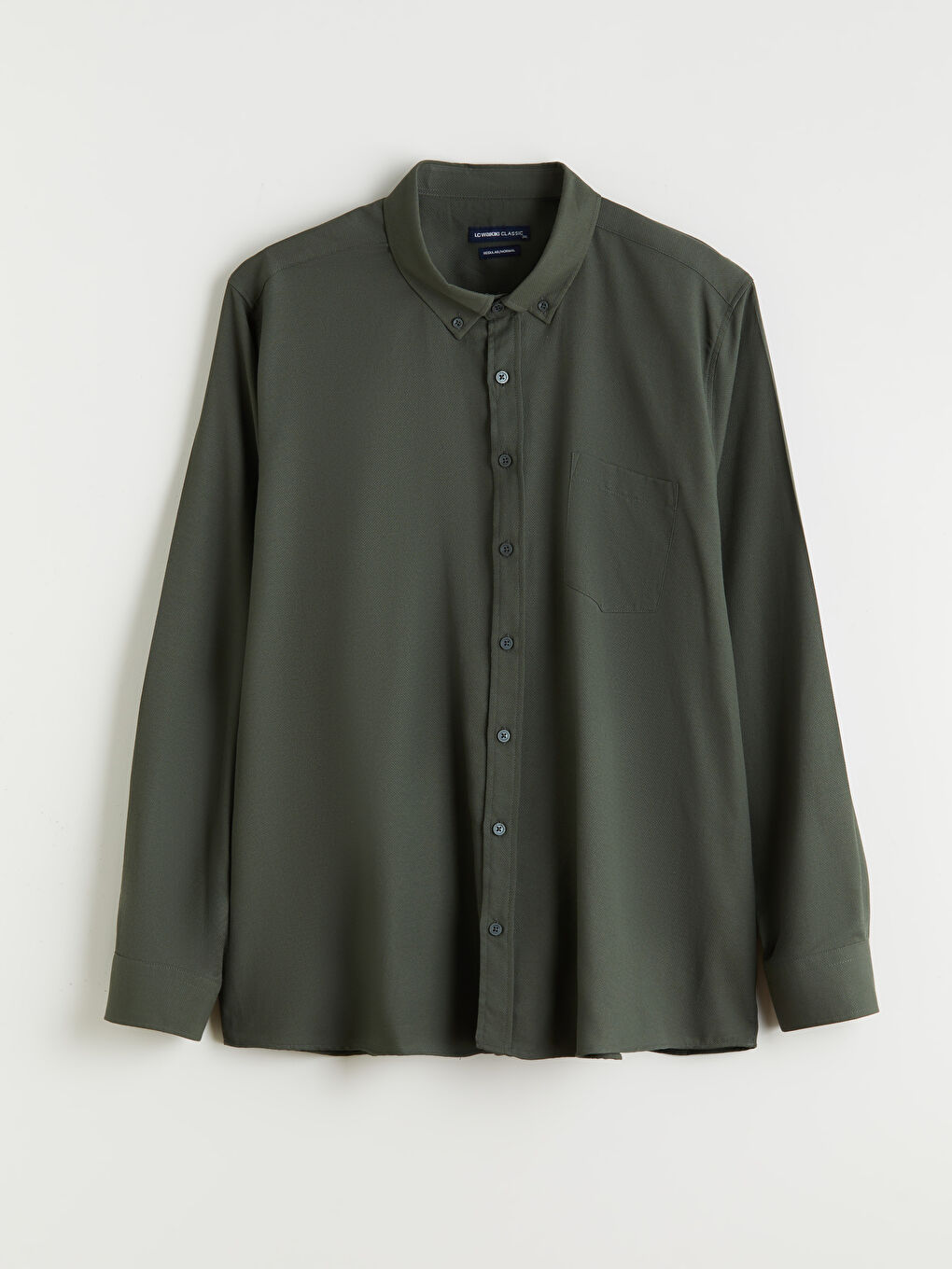 Haki Büyük Beden Armürlü Erkek Gömlek-4