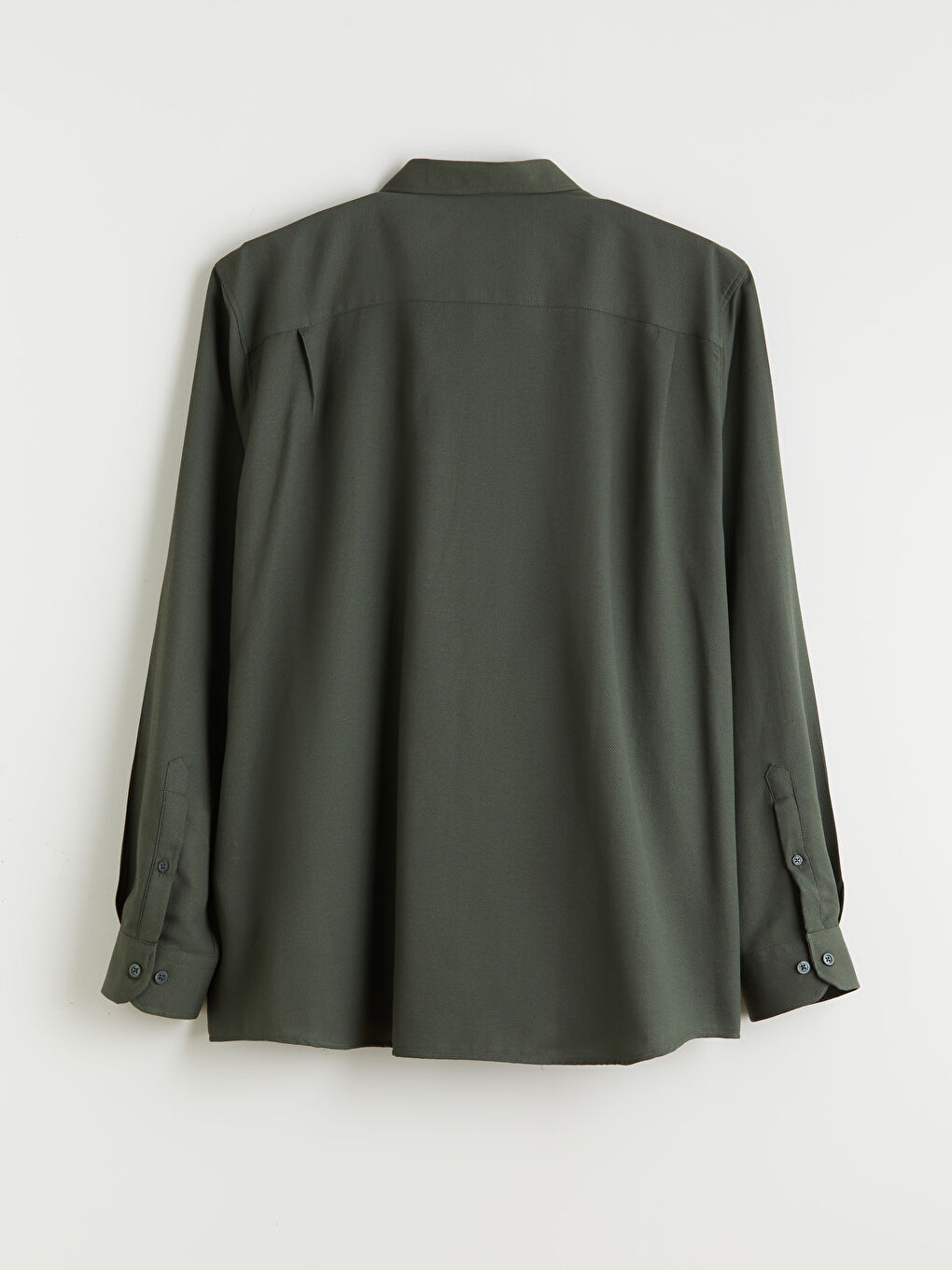 Haki Büyük Beden Armürlü Erkek Gömlek-5