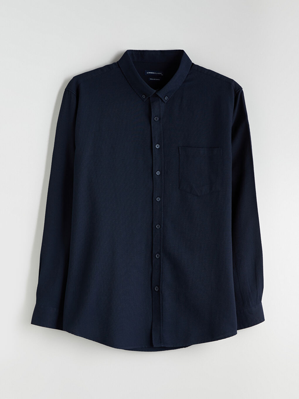 Lacivert Büyük Beden Armürlü Erkek Gömlek-7