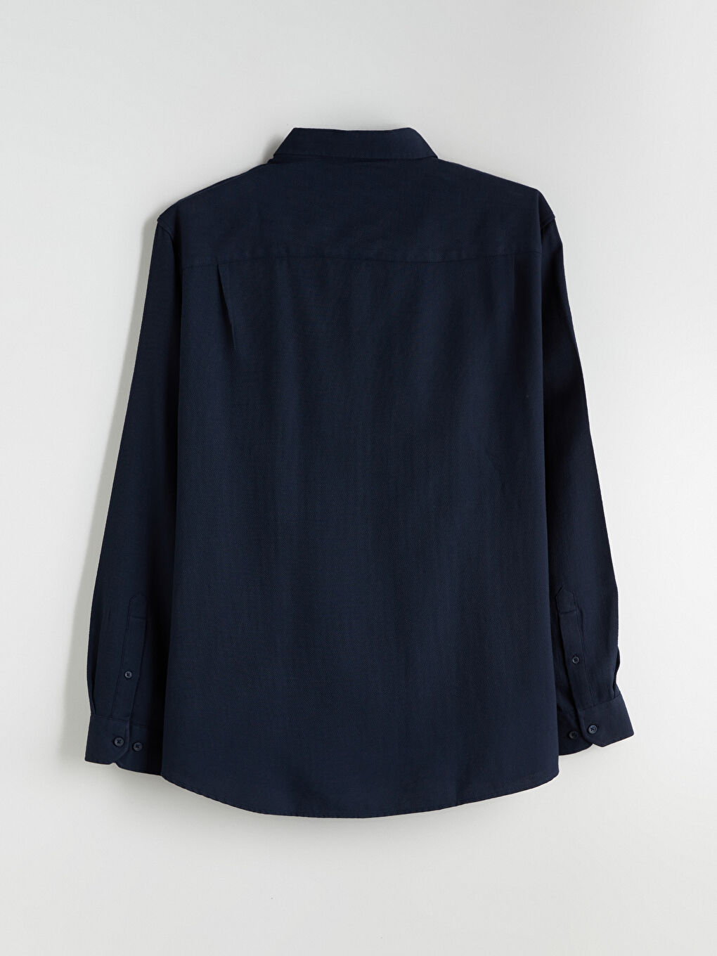 Lacivert Büyük Beden Armürlü Erkek Gömlek-8