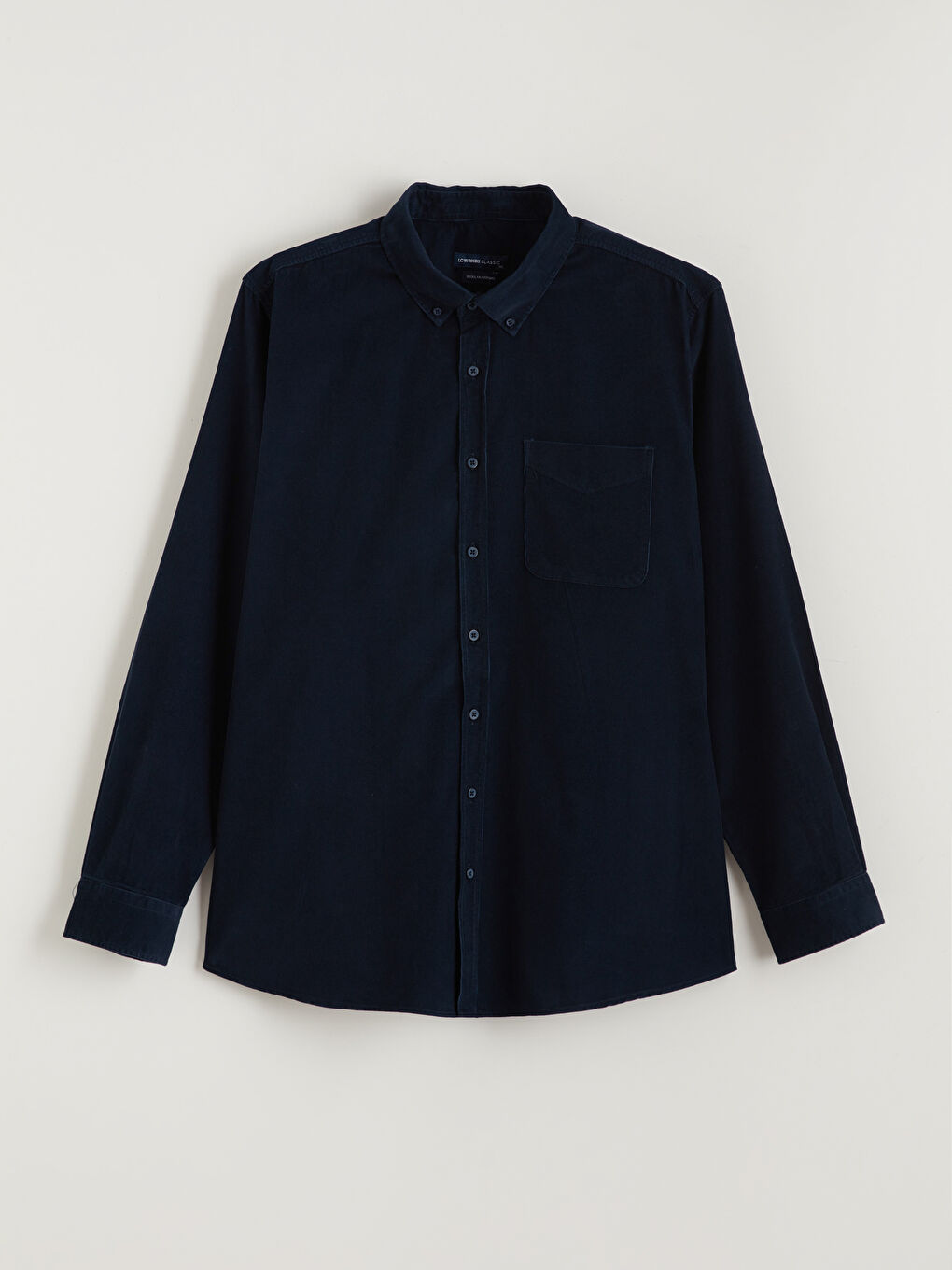 Lacivert Regular Fit Uzun Kollu Kadife Erkek Gömlek-4