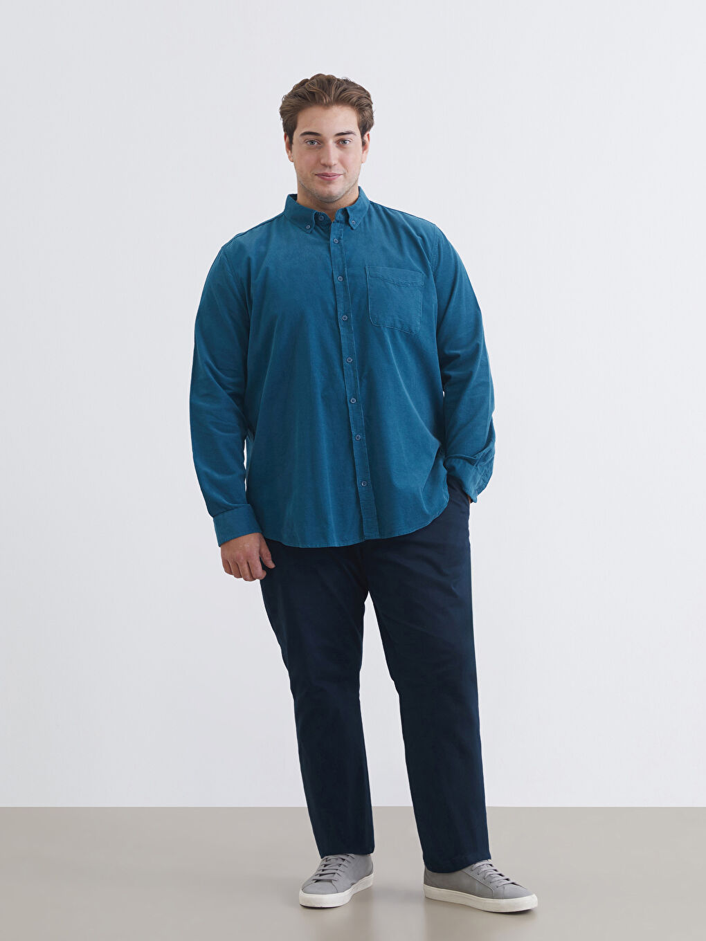 Mavi Regular Fit Uzun Kollu Kadife Erkek Gömlek-1