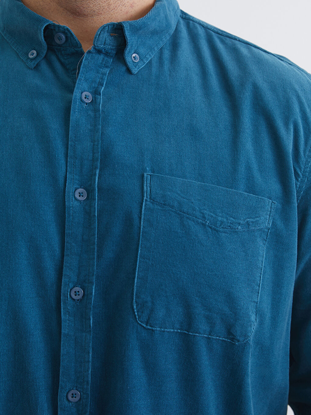 Mavi Regular Fit Uzun Kollu Kadife Erkek Gömlek-2