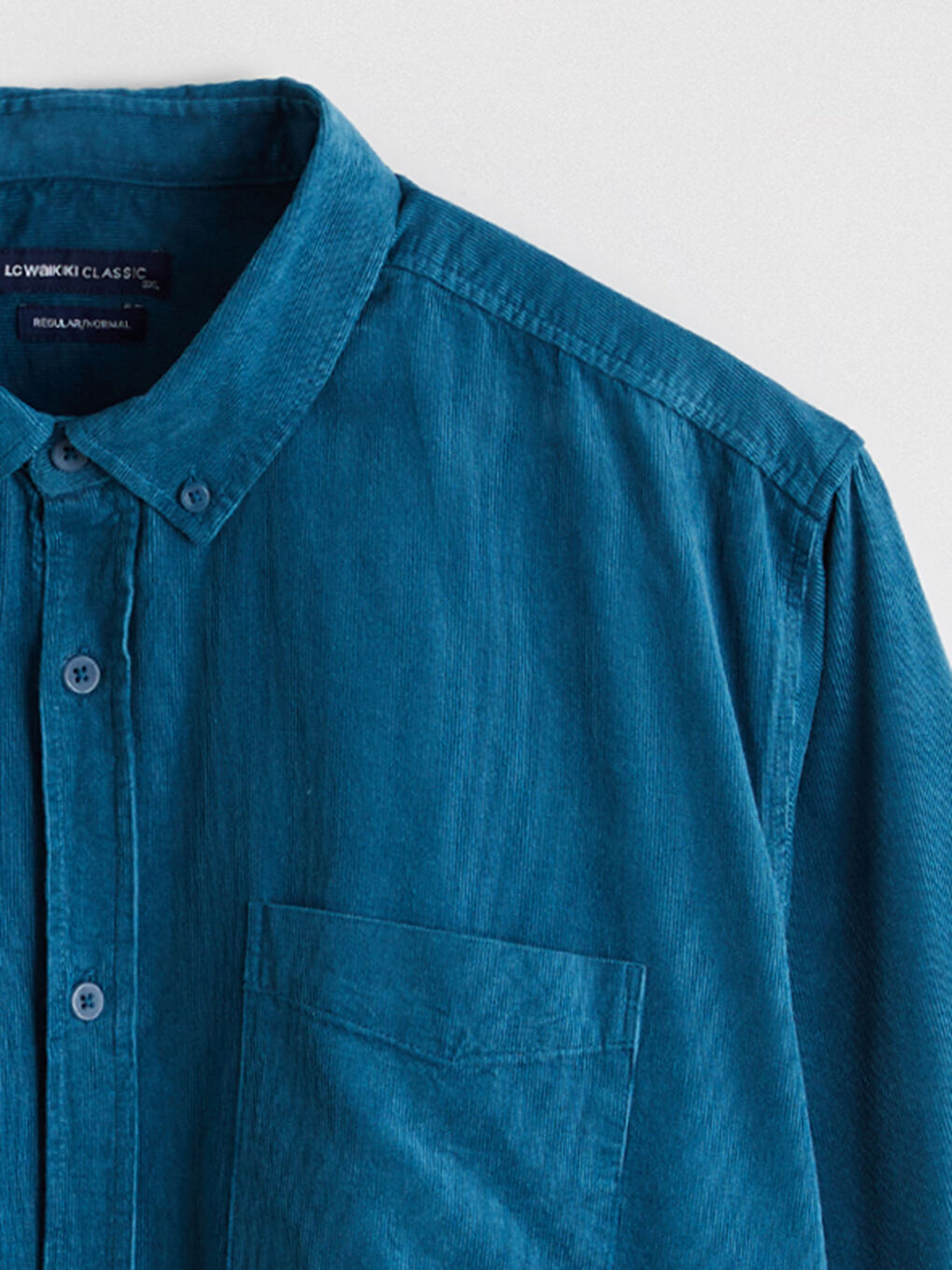 Mavi Regular Fit Uzun Kollu Kadife Erkek Gömlek-5