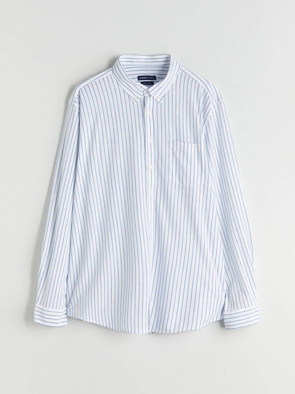 Lacivert Büyük Beden Uzun Kollu Çizgili Erkek Gömlek-4