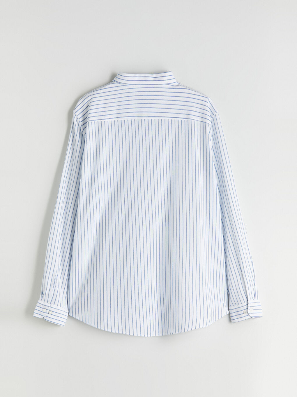 Lacivert Büyük Beden Uzun Kollu Çizgili Erkek Gömlek-5