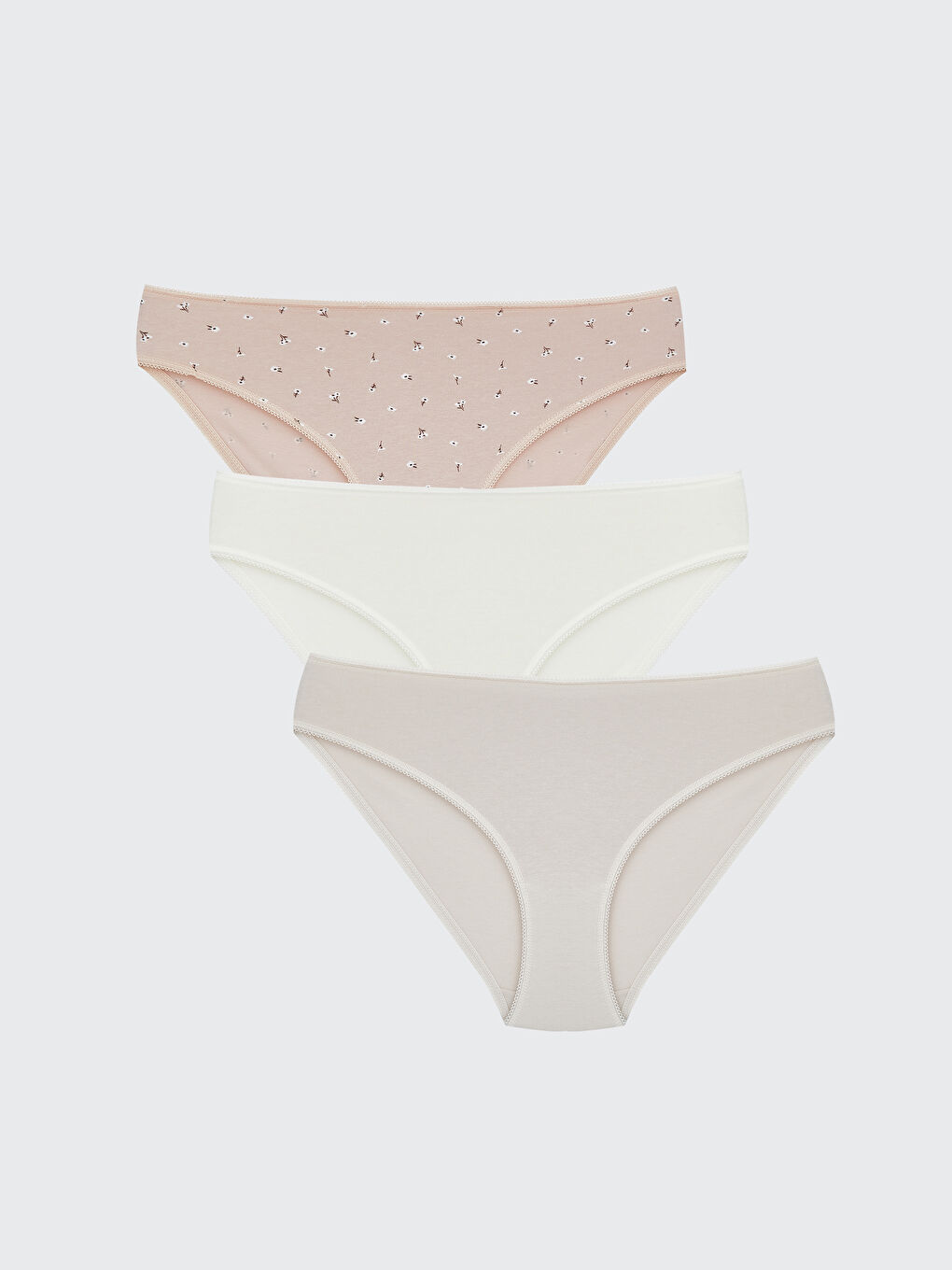 Pembe Çiçekli Bikini Külot 3'lü