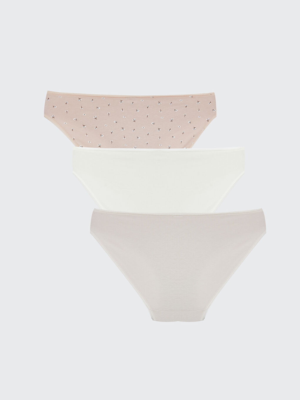 Pembe Çiçekli Bikini Külot 3'lü-1