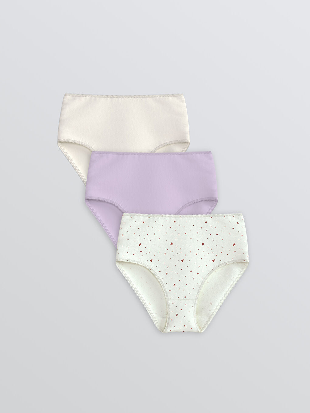 Ekru Yüksek Bel Desenli Klasik Külot 3'lü