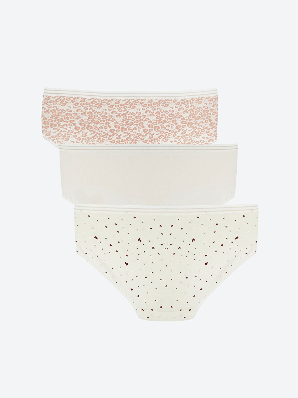 Ekru Desenli Hipster Külot 3'lü-1