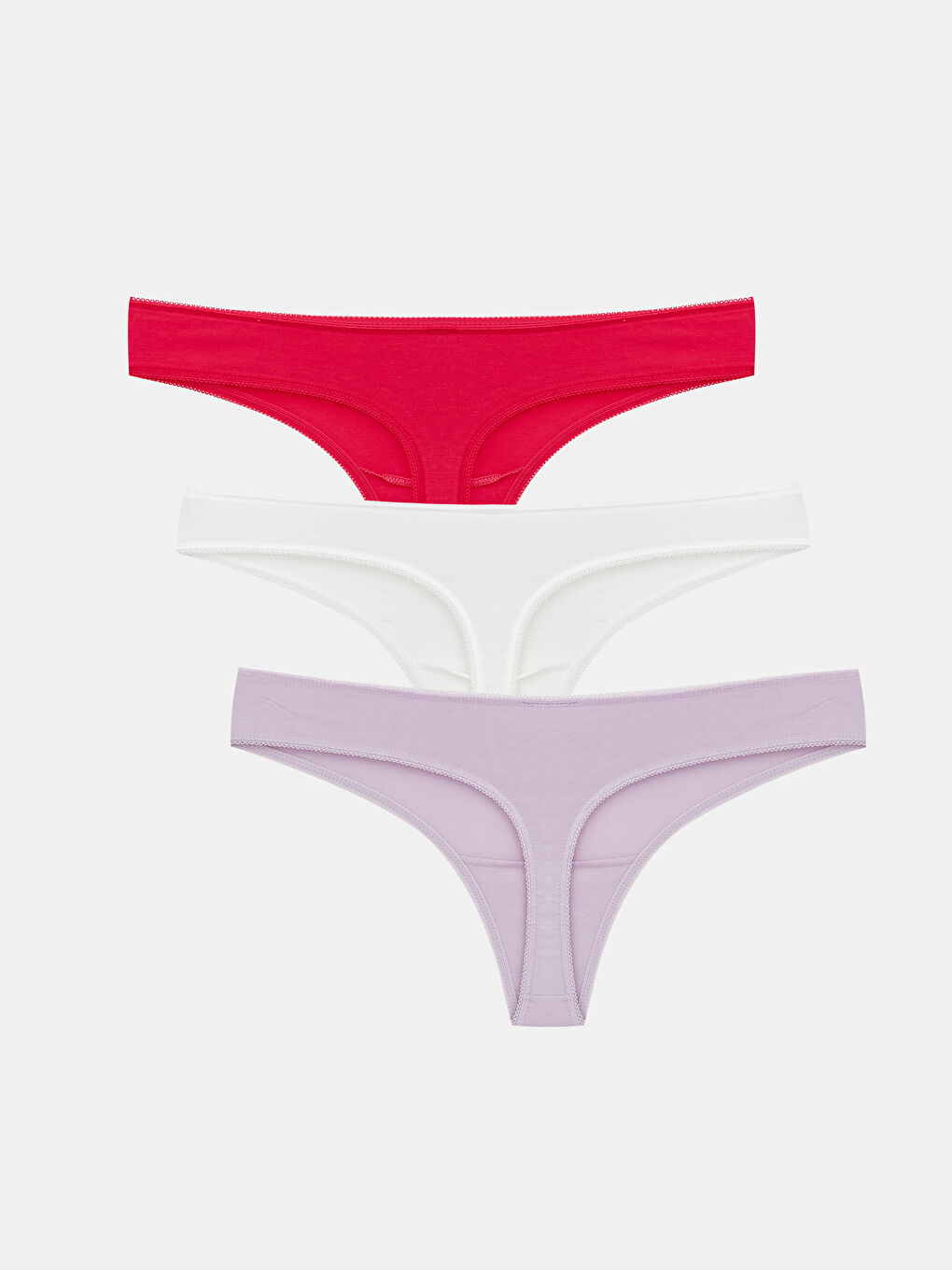 Ekru Düz Tanga Külot 3'lü-1