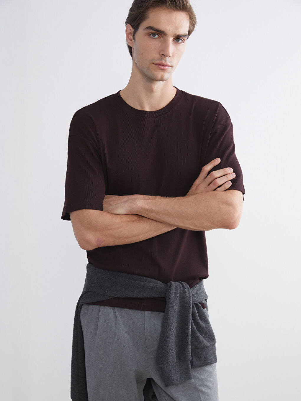 Mürdüm Bisiklet Yaka Erkek Tişört