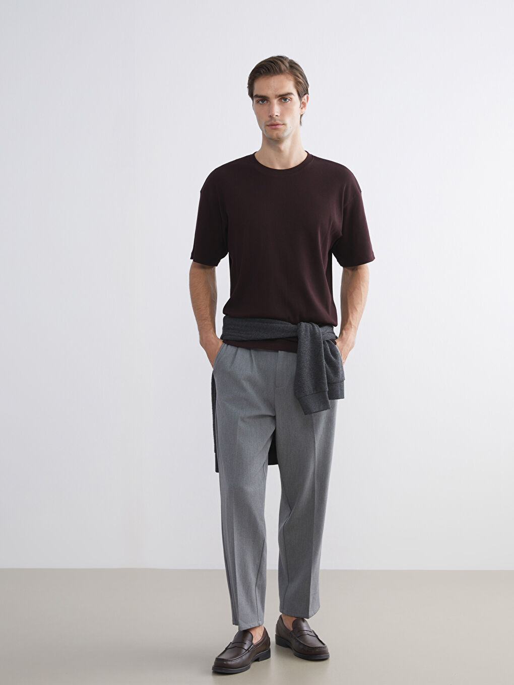 Mürdüm Bisiklet Yaka Erkek Tişört-1