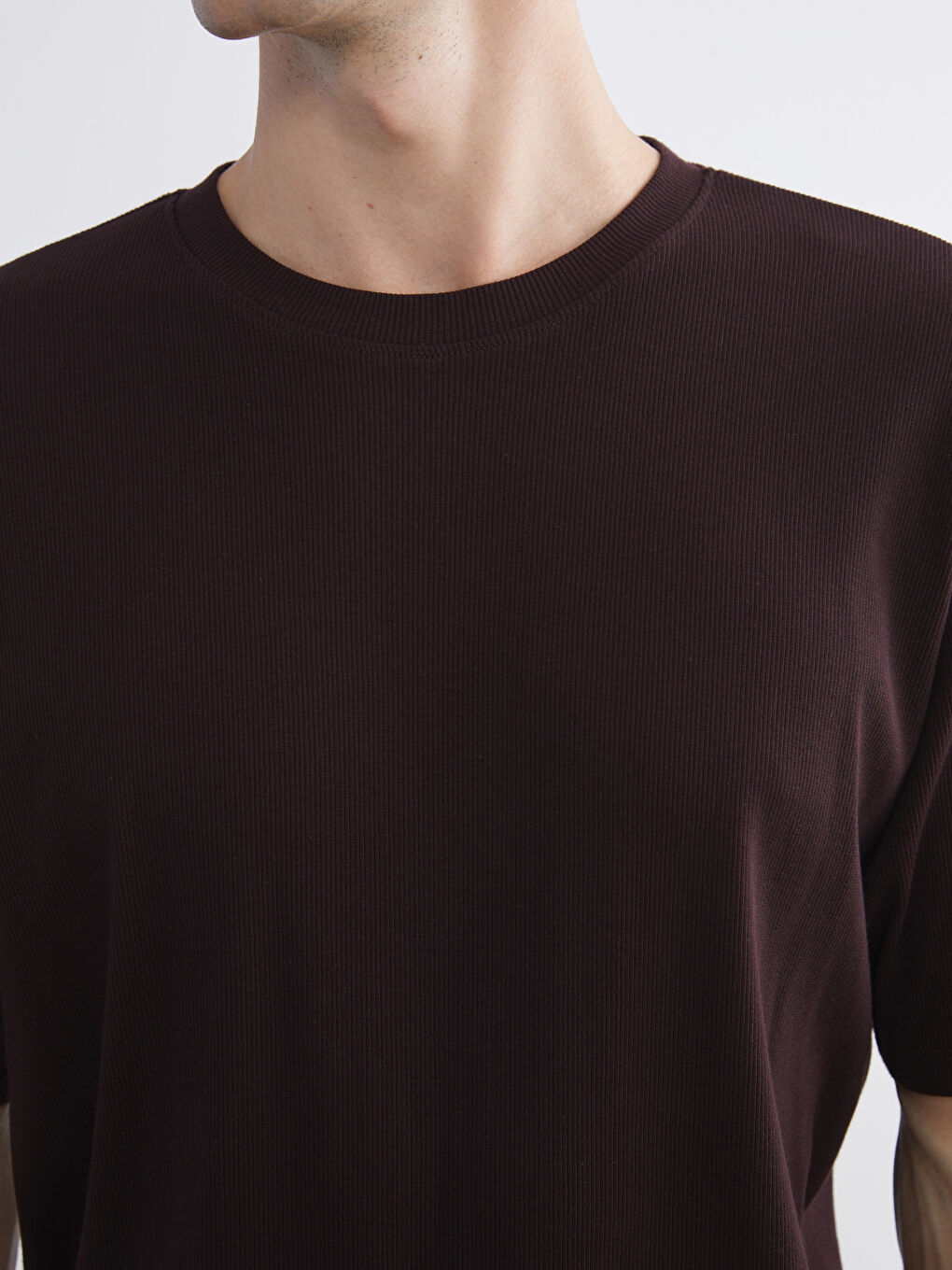 Mürdüm Bisiklet Yaka Erkek Tişört-2