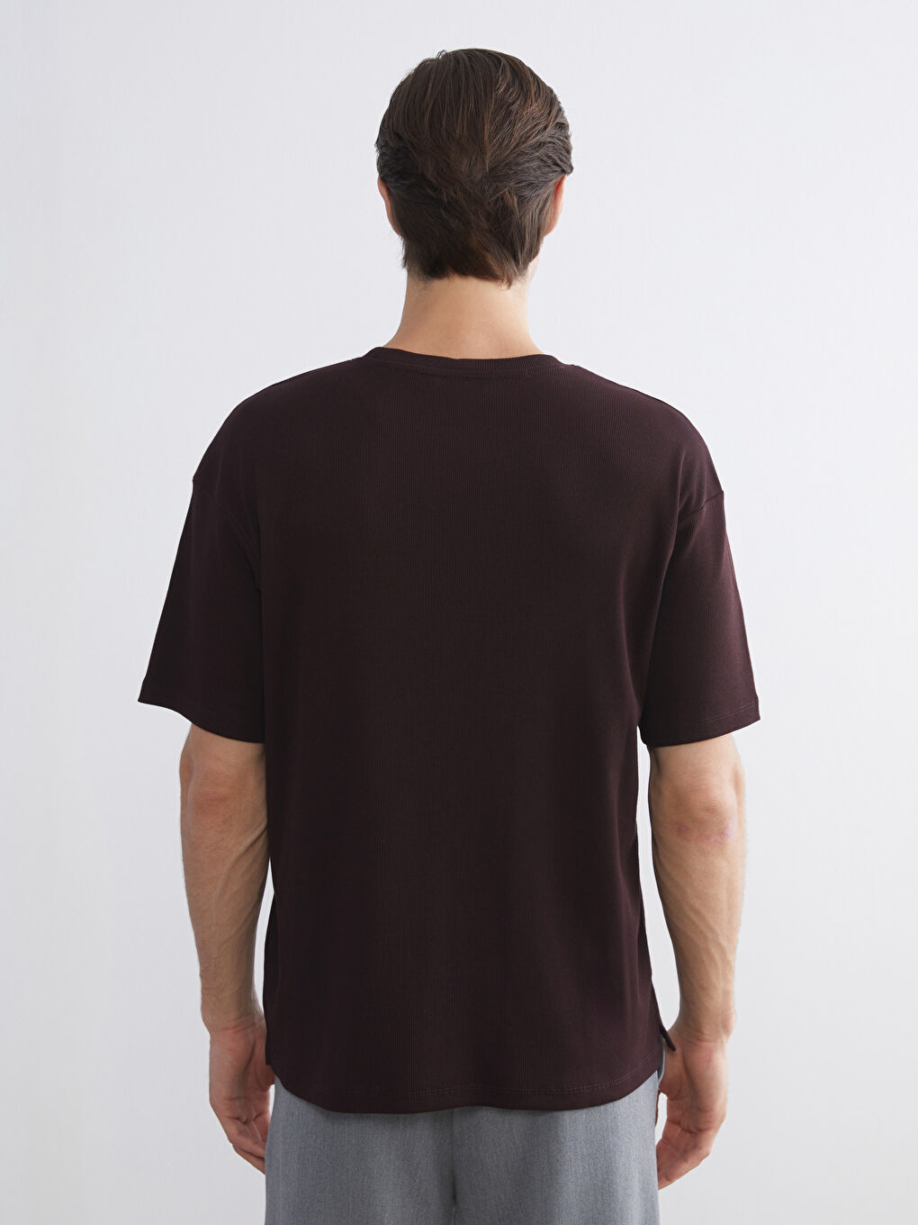 Mürdüm Bisiklet Yaka Erkek Tişört-3