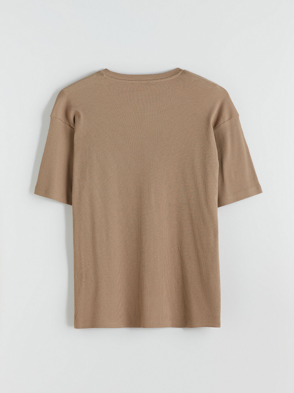 Bej Bisiklet Yaka Erkek Tişört-5