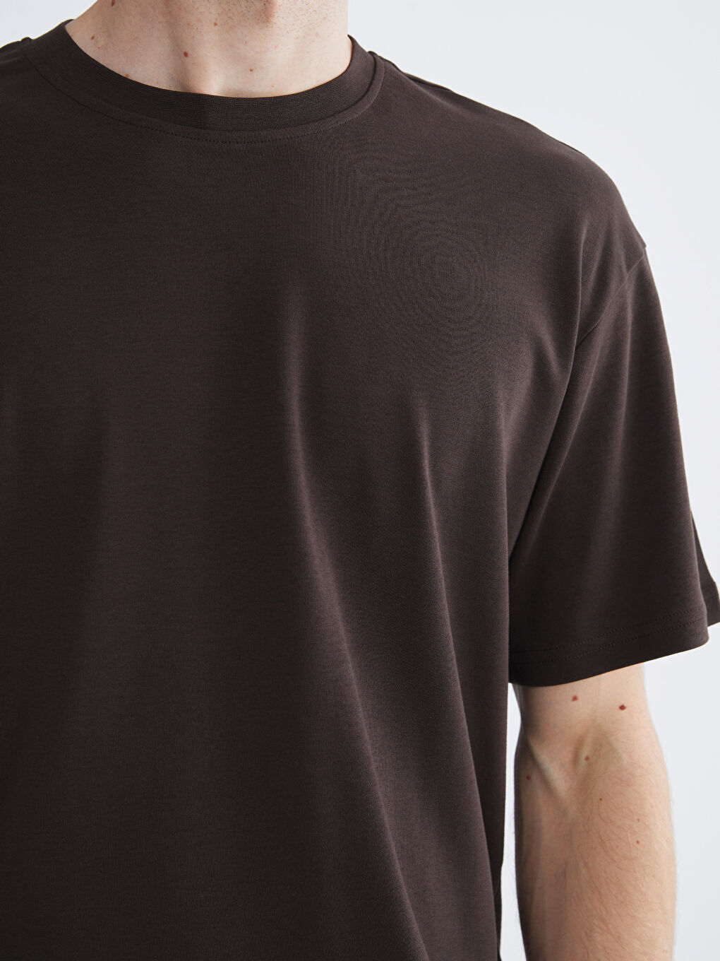 Kahverengi Bisiklet Yaka Erkek Tişört-2