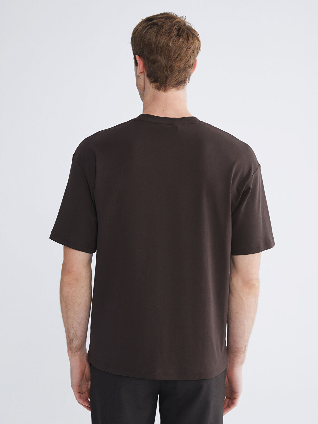 Kahverengi Bisiklet Yaka Erkek Tişört-3