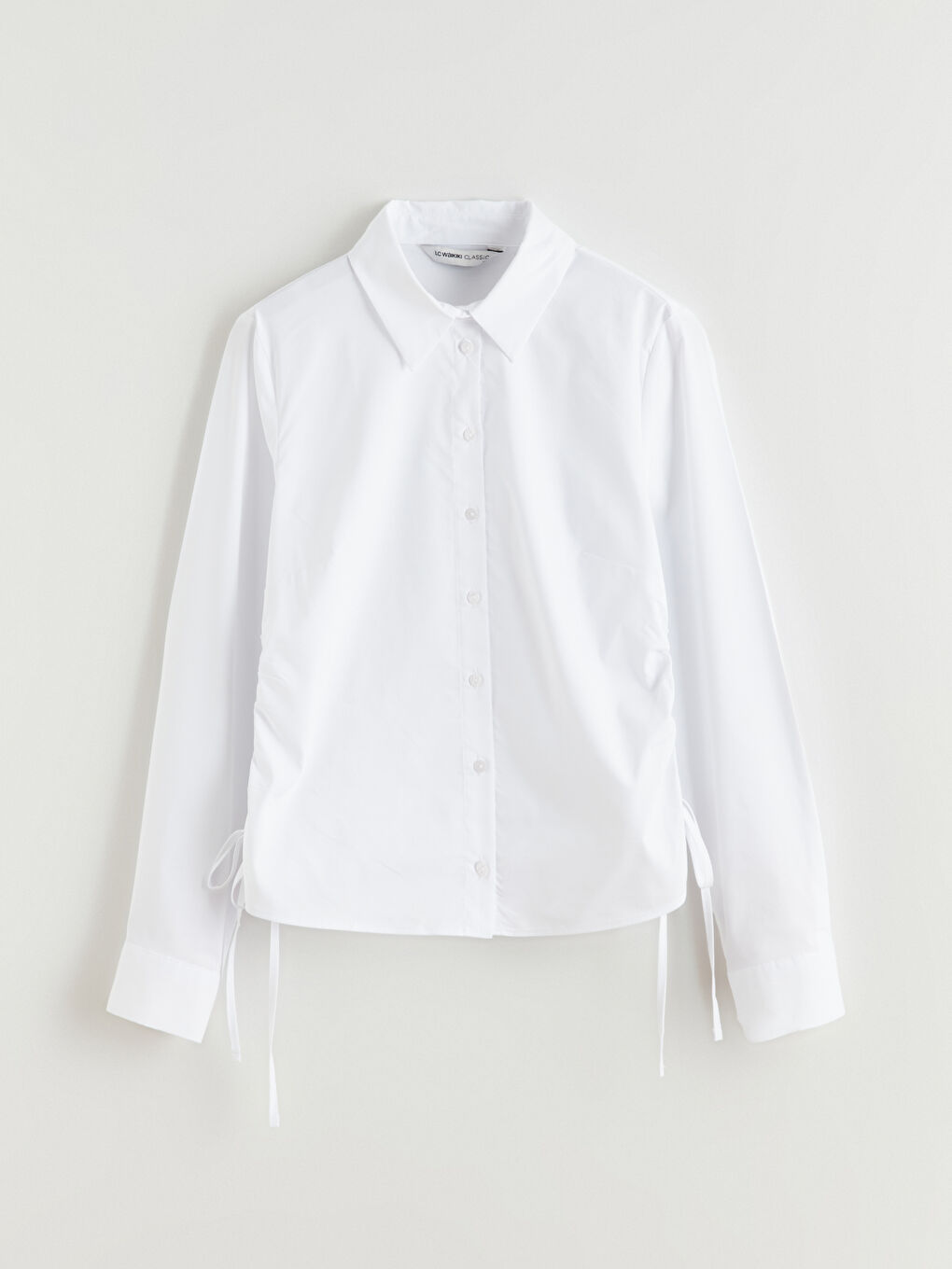 Beyaz Bağlama Detaylı Kadın Gömlek-4