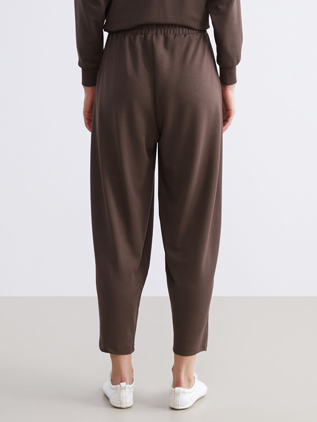 Kahverengi Beli Lastikli Kadın Eşofman Altı-3