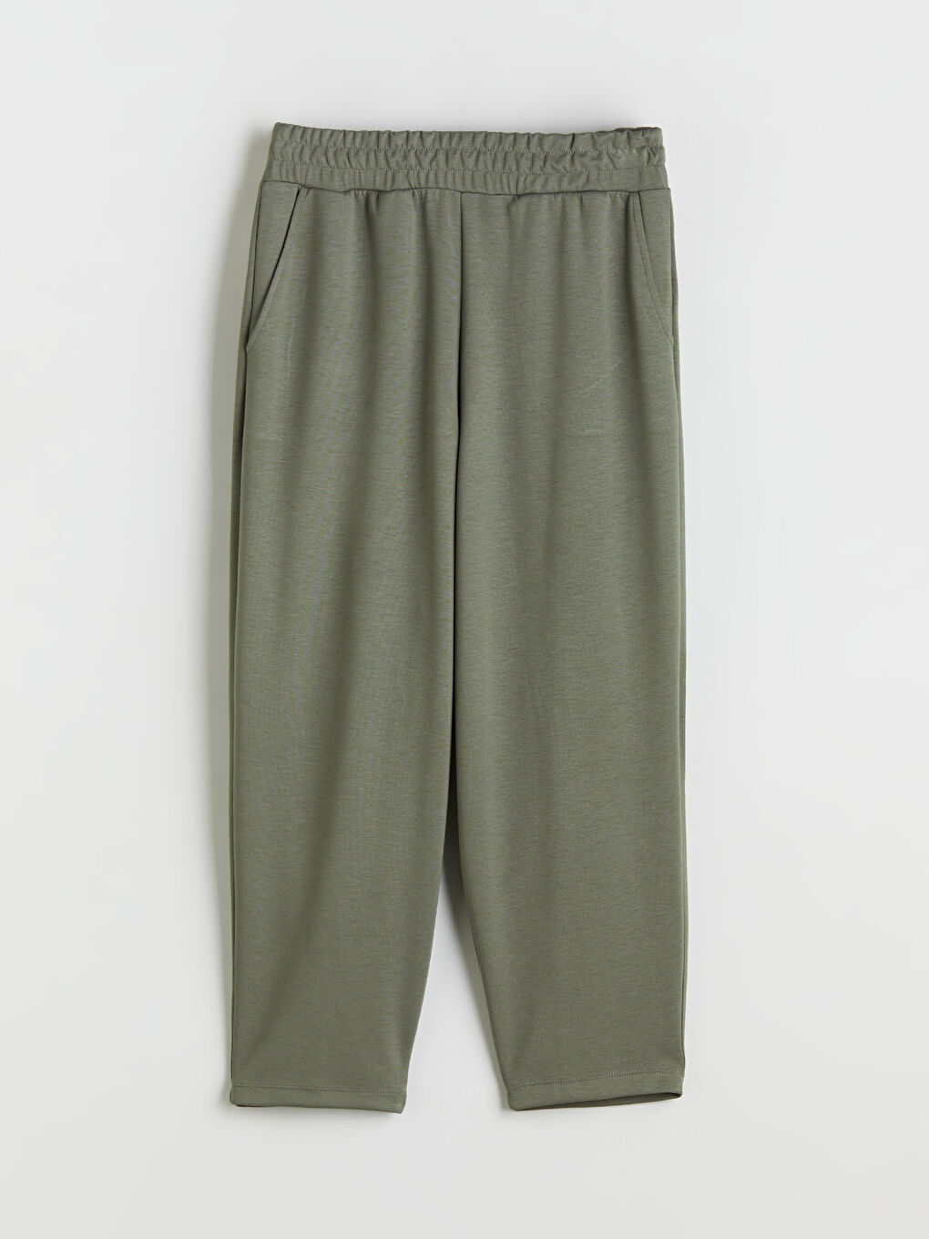 Haki Beli Lastikli Kadın Eşofman Altı-4