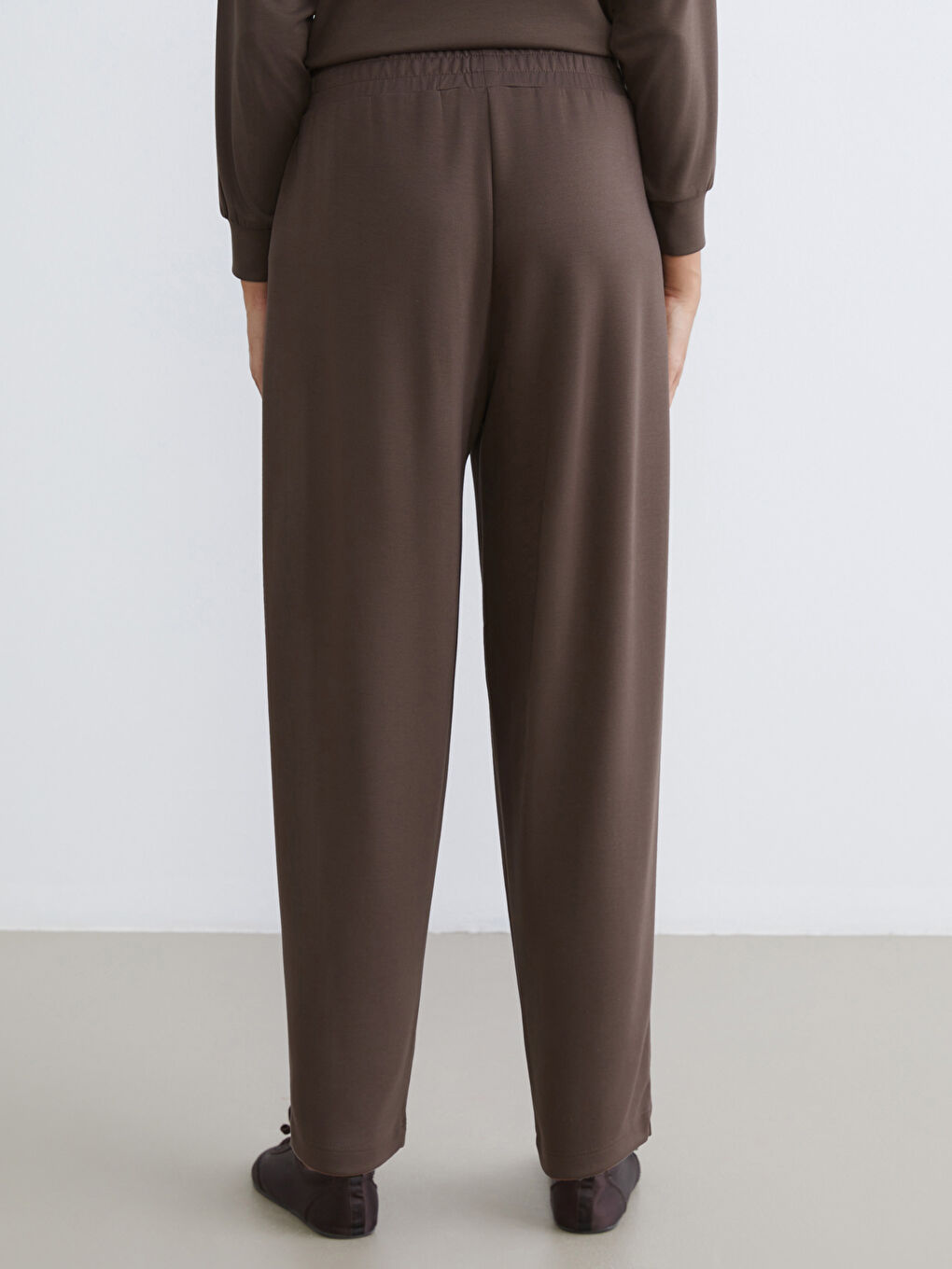 Kahverengi Beli Lastikli Kadın Eşofman Altı-3