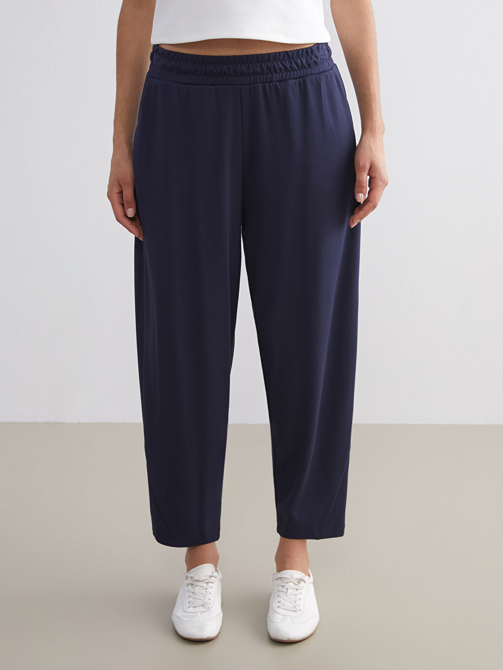 Lacivert Beli Lastikli Kadın Eşofman Altı-1