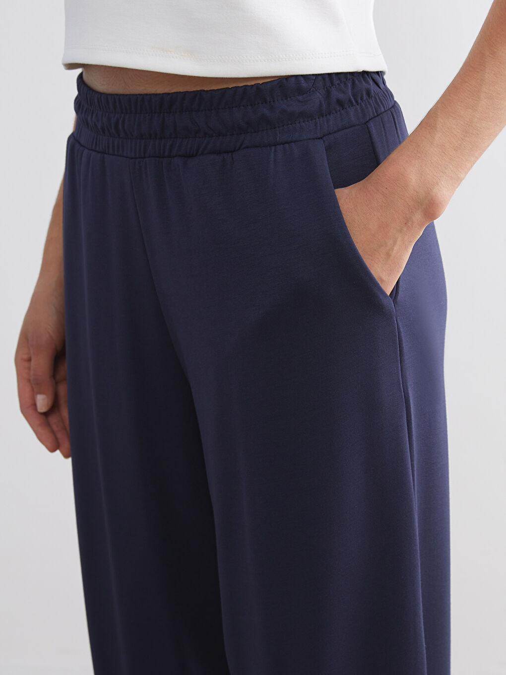 Lacivert Beli Lastikli Kadın Eşofman Altı-2