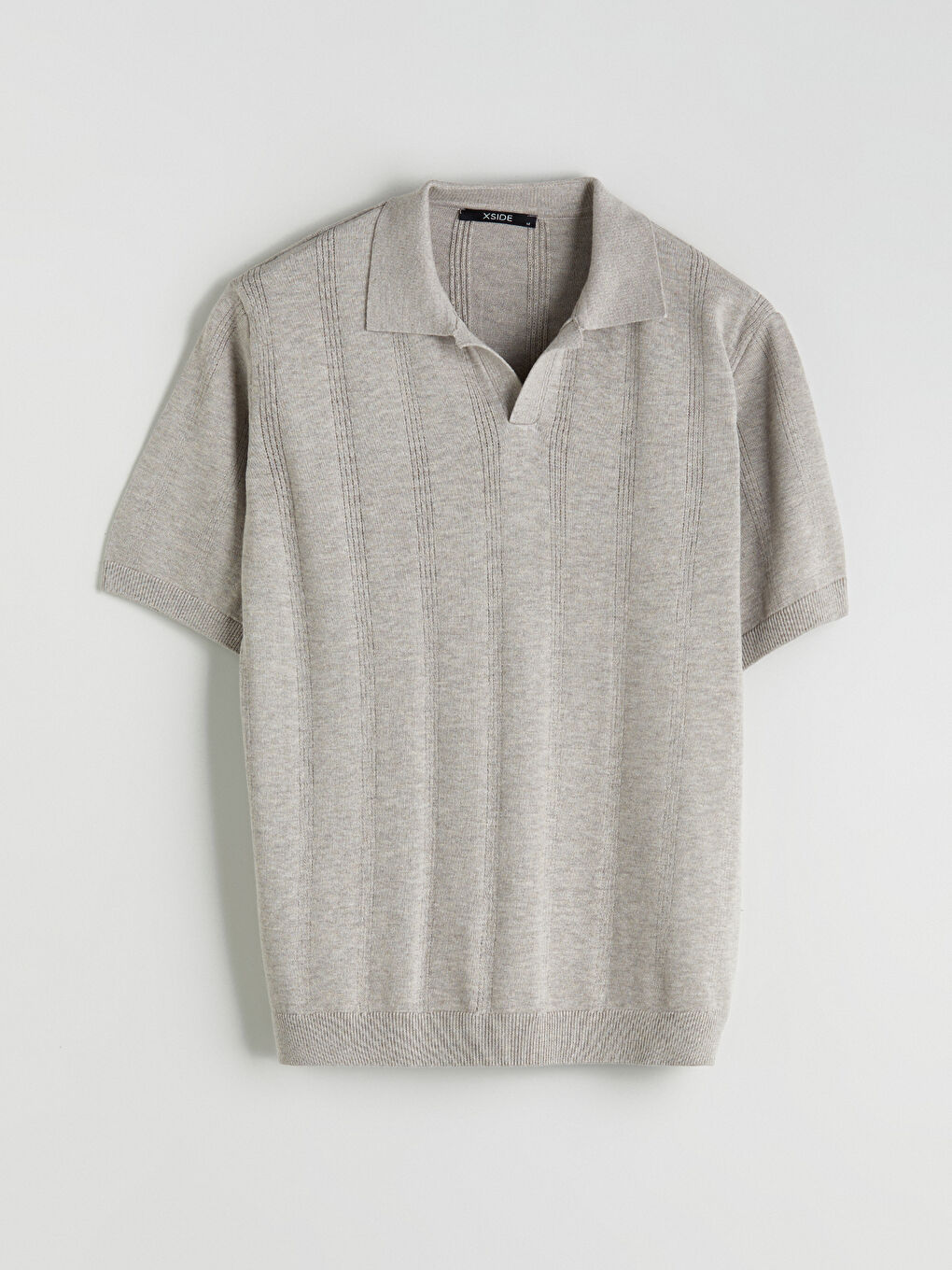 Polo Neck Short Sleeve Striped Men's Knitwear Sweater-4