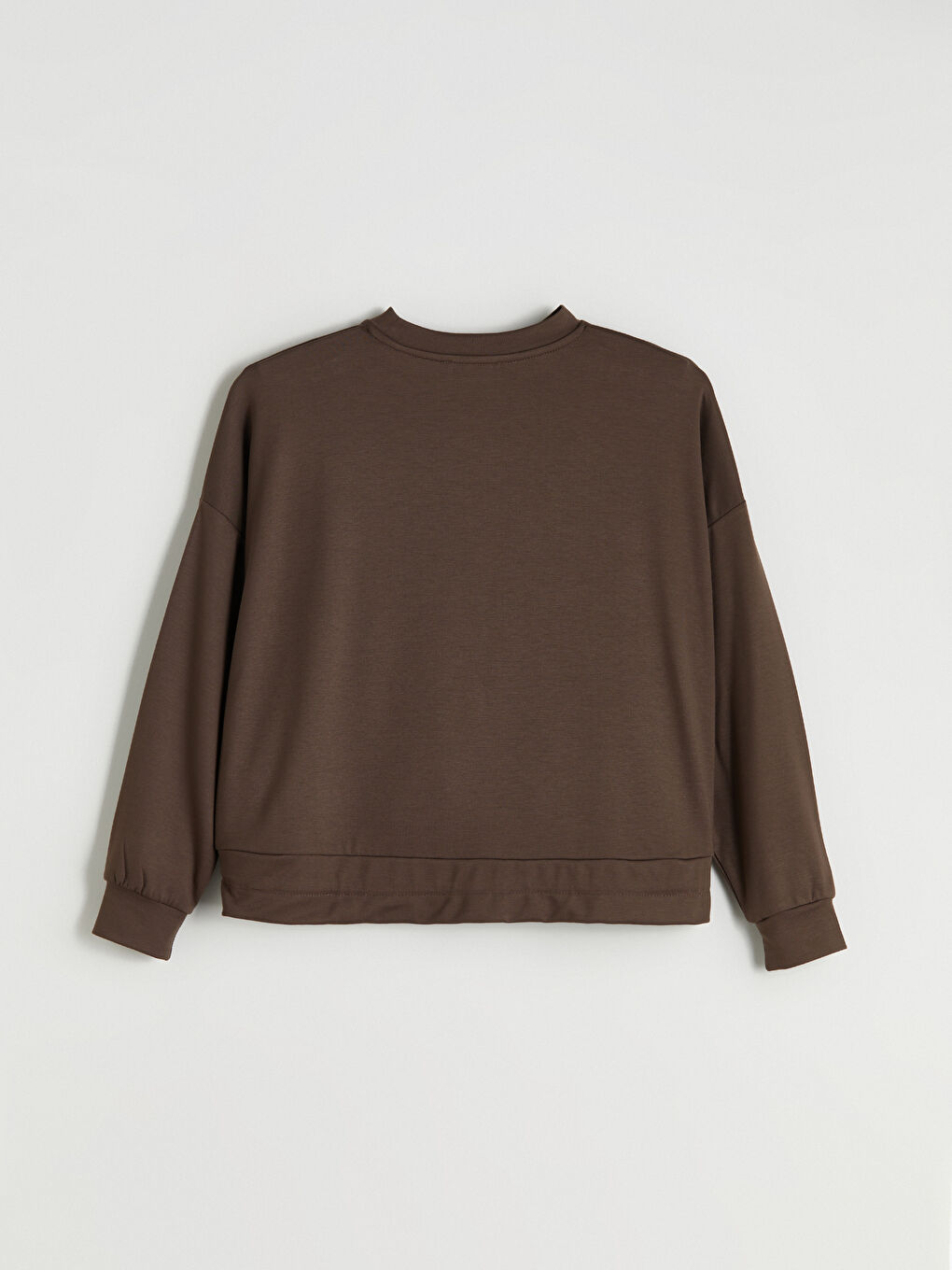 Kahverengi Bisiklet Yaka Büzgülü Kadın Sweatshirt-5