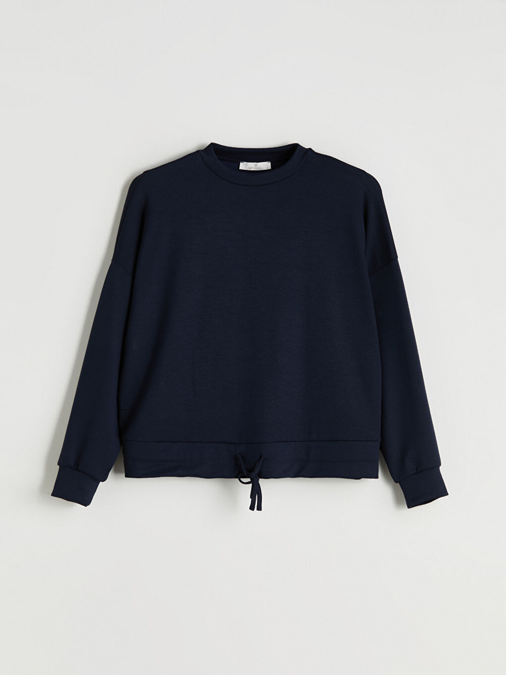 Lacivert Bisiklet Yaka Büzgülü Kadın Sweatshirt-4