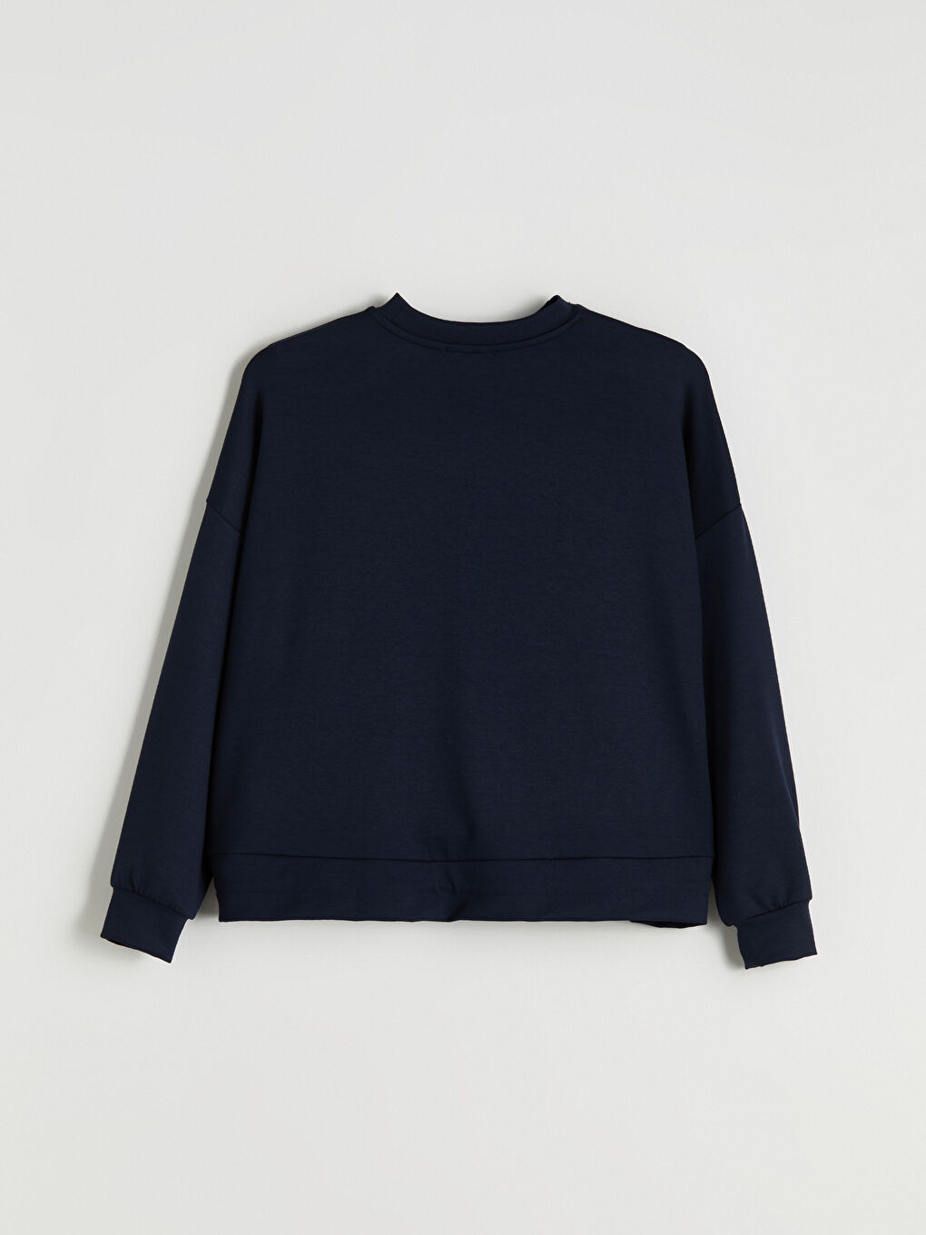 Lacivert Bisiklet Yaka Büzgülü Kadın Sweatshirt-5