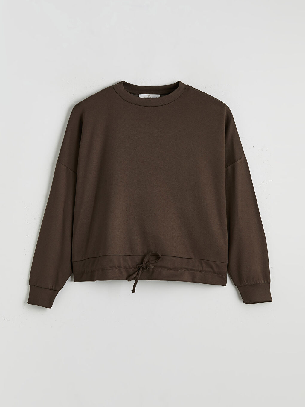 Kahverengi Bisiklet Yaka Büzgülü Kadın Sweatshirt-8