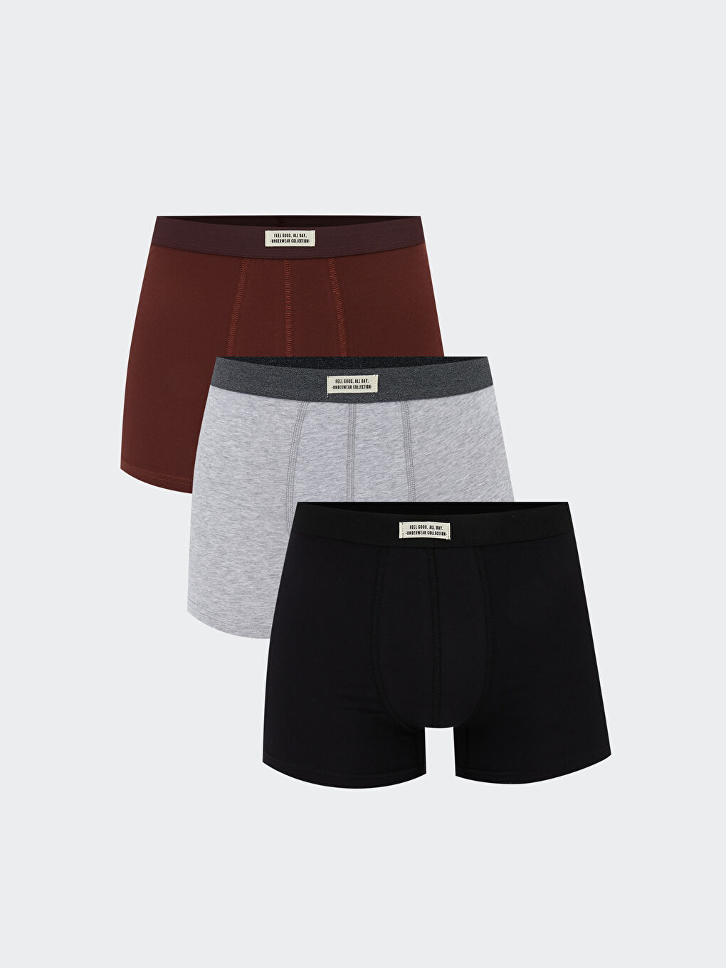 Gri Standart Kalıp Pamuklu Esnek Erkek Boxer 3'lü