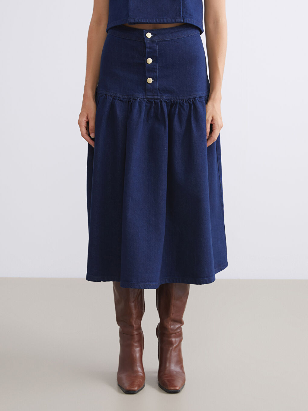 Lacivert Standart Fit Pileli Jean Etek-1