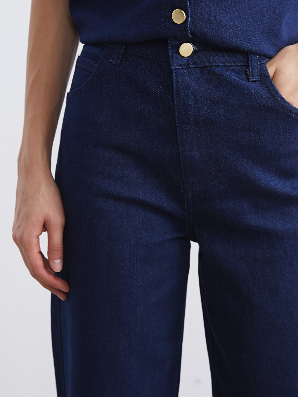 Lacivert Wideleg Kadın Jean Pantolon-2