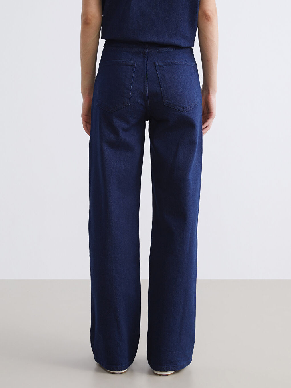 Lacivert Wideleg Kadın Jean Pantolon-3