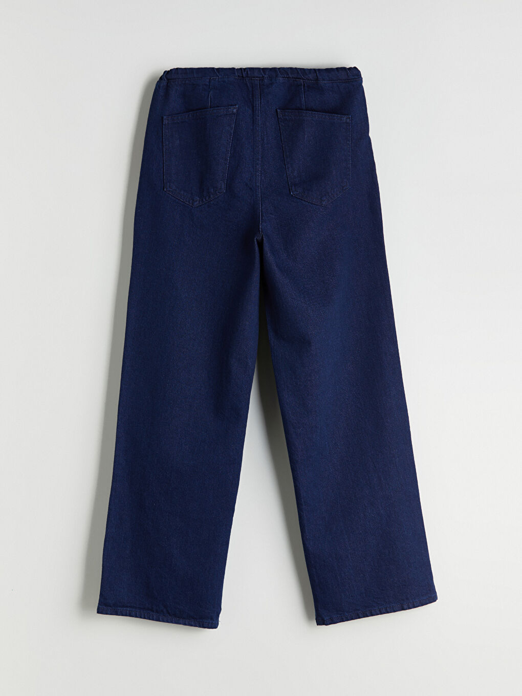 Lacivert Beli Lastikli Kadın Jean Pantolon-5