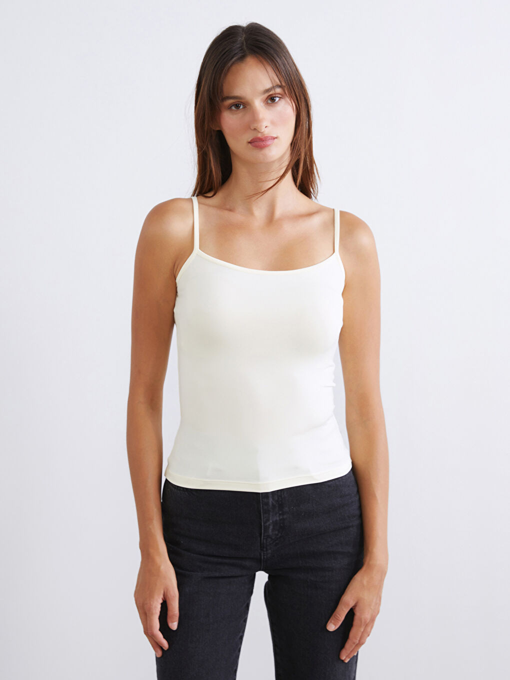 Sarı Kare Yaka Askılı Kadın Atlet 2'li-1