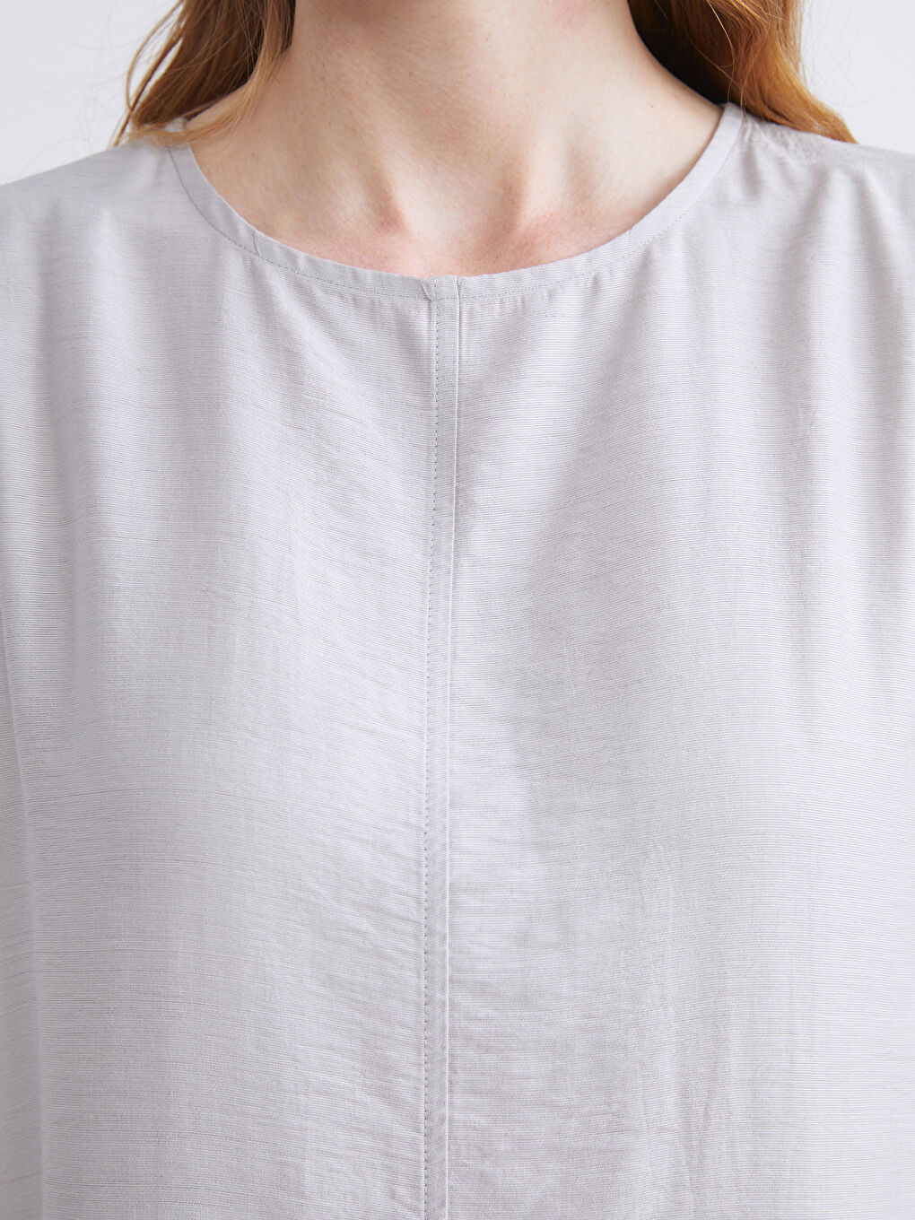 Gri Bisiklet Yaka Modal Karışımlı A Kesim Elbise-1