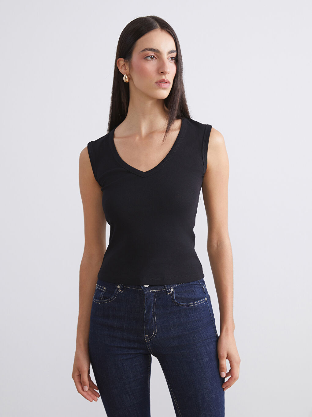 Bordo V Yaka Kadın Atlet 2'li-1