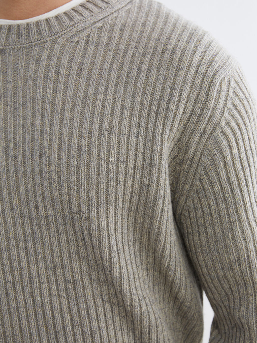 Gri Bisiklet Yaka Erkek Triko Kazak-2