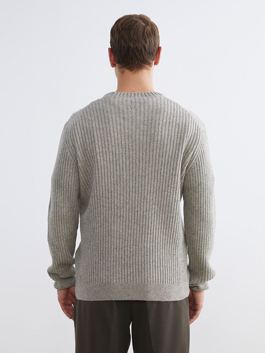 Gri Bisiklet Yaka Erkek Triko Kazak-3